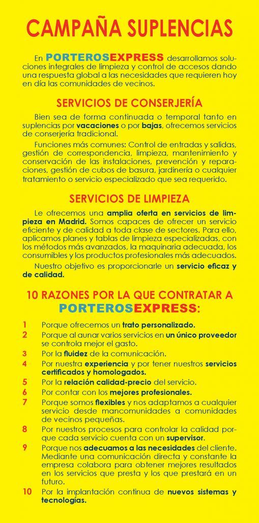 Servicios de conserjería y limpieza